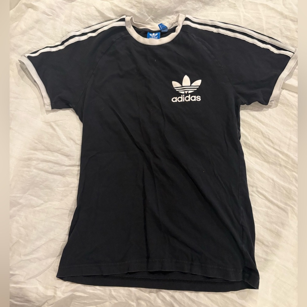 Adidas Cream and Black Crew Neck Shirt